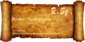 Roder Szergiusz névjegykártya